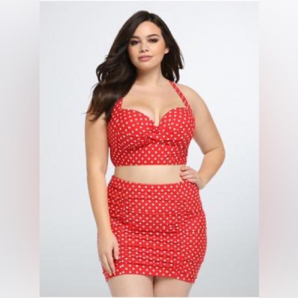 Torrid Polka Dot Demi Bikini Top and swim skirt size 3